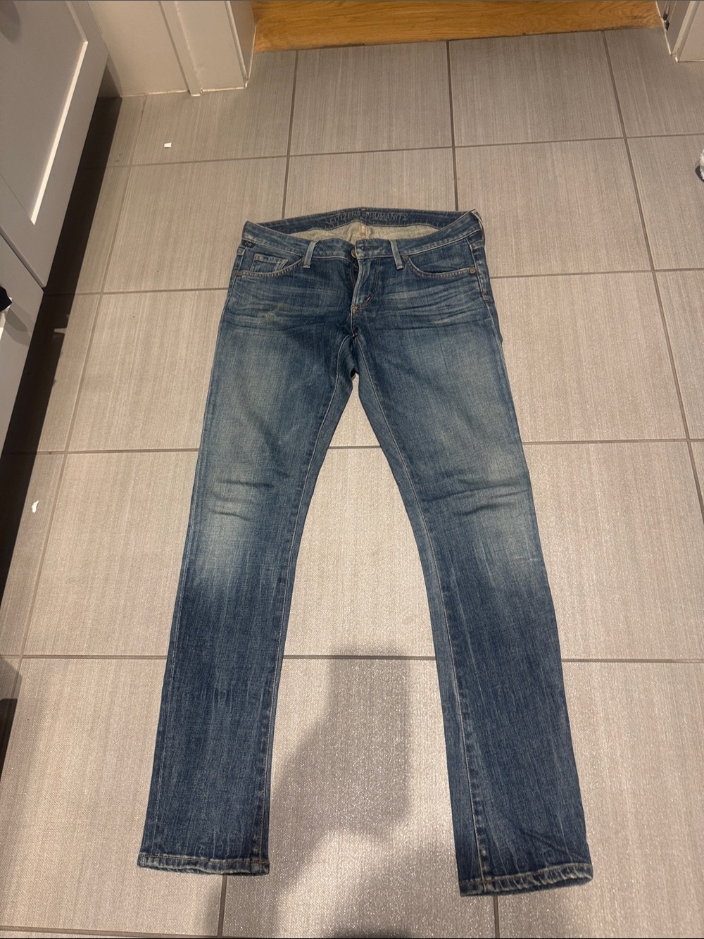 Citizens Of Humanity Slim Straight Faded Blue Jeans